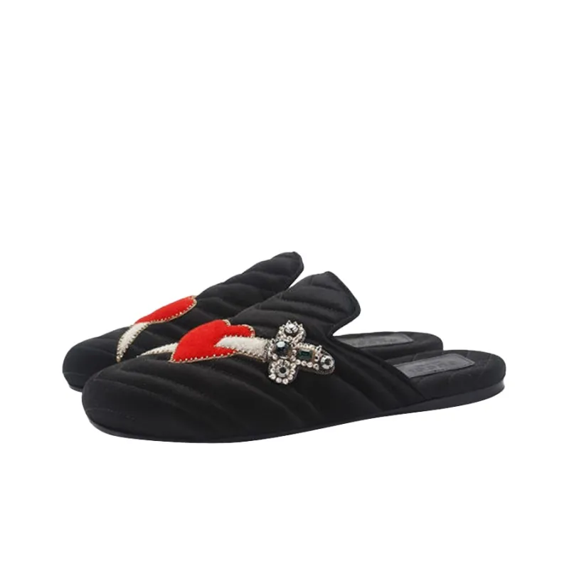 GUCCI Slip-Resistant Slide Slippers Women's Black-4