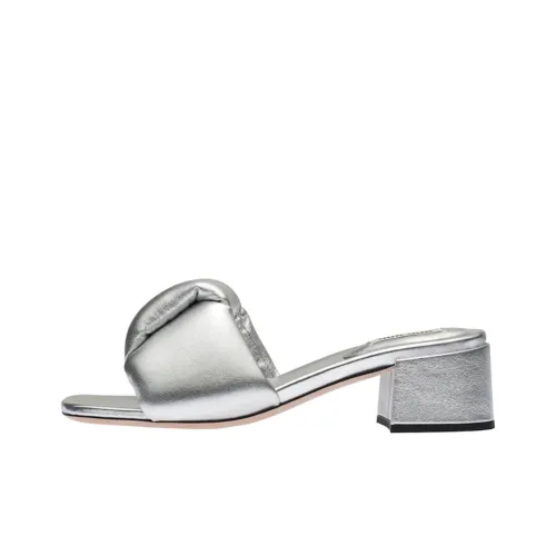 MIU MIU Mordore Abrasion Resistant Slide Slippers Women's Silver