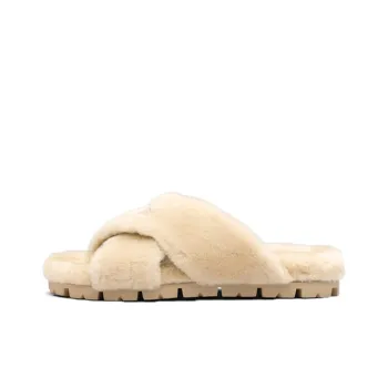 PRADA Shearling Flat Sandals