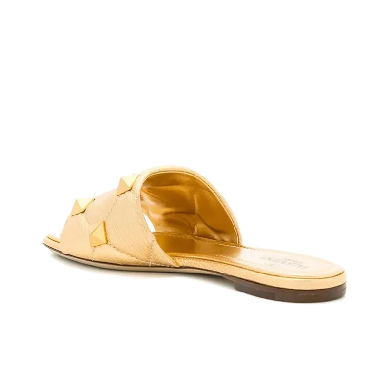 Valentino Roman Stud Rubber Sole Slip-Resistant Slide Slippers Women's Gold-3