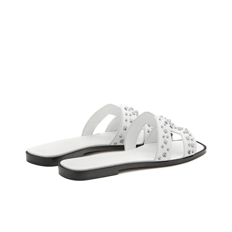 HERMES Oran Stylish Sandals Women's White-3