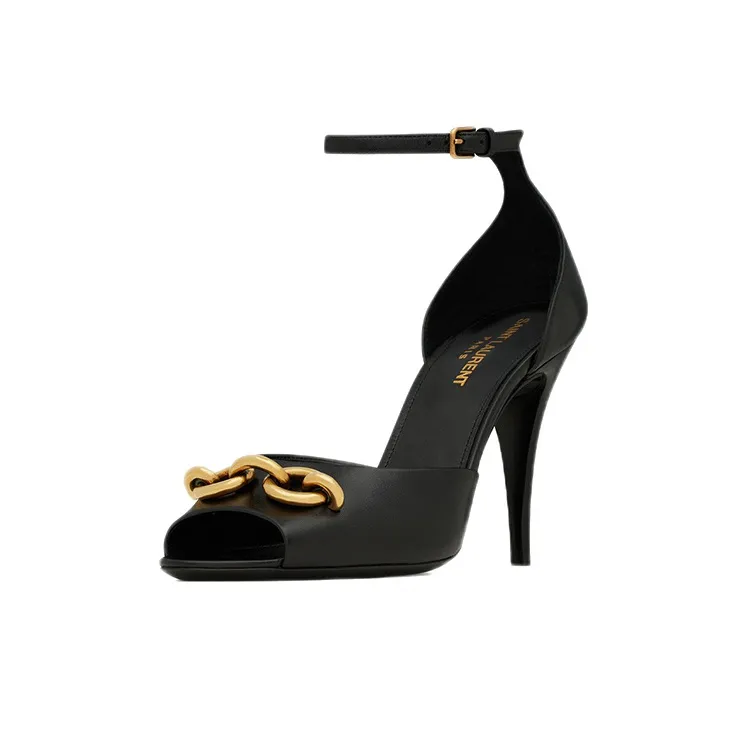 SAINT LAURENT Le Maillon Strap Sandals Women's Black-2