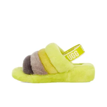 UGG Fluff Yeah Slide Thick Sole Shoe Yellow Gray Women's