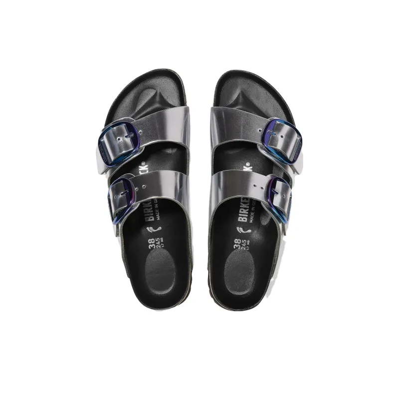 Birkenstock Arizona Big Buckle Natural Leather Narrow Fit 'Metalic Silver' Women's-3