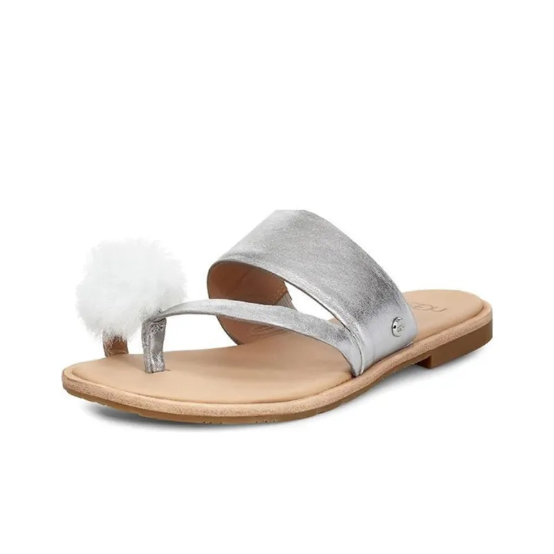 UGG Hadlee Metallic Silver Slippers Women's-1