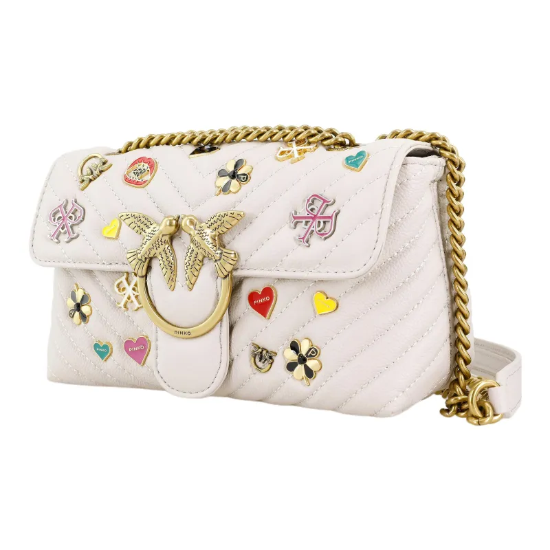 PINKO Cow Leather Bird Bag Swan Bag Crossbody Bag Shoulder Bag Women's Beige-1