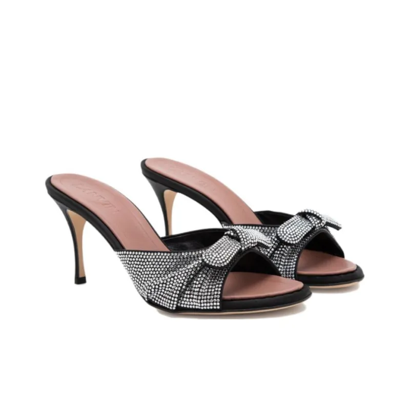 Lanvin Slide Slippers Women's Black Silver-1