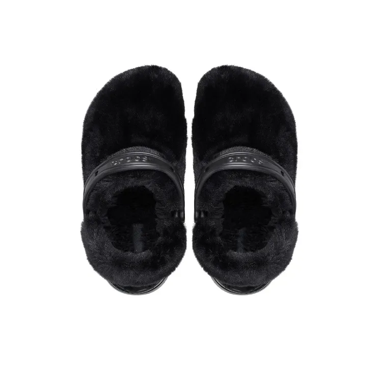 Crocs Classic Fur Sure Slip On Clogs 'Black'-4