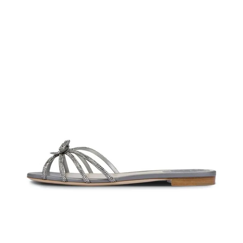 RENE CAOVILLA Caterina Quiet Slide Slippers Women's Silver-0