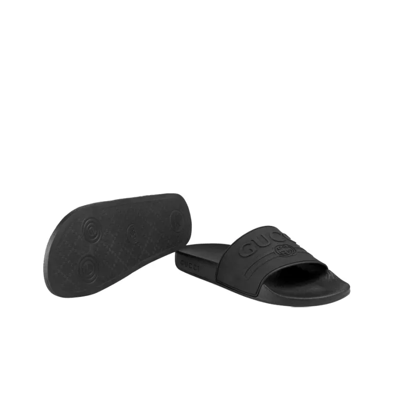 GUCCI Women's Logo Rubber Slide 'Black' Women's-5