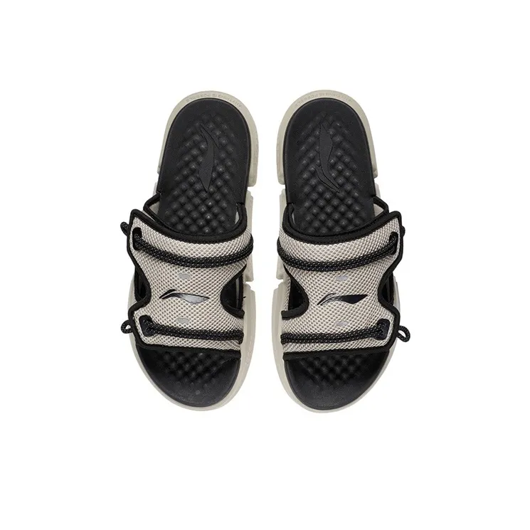 LiNing Rubber Sole Slide Slippers Men's Oat Gray-3