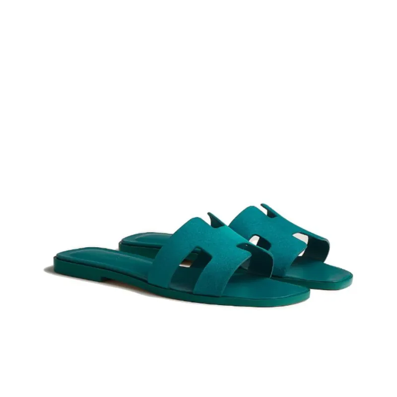 HERMES Oran Rubber Sole Casual Slippers Women's Green-2