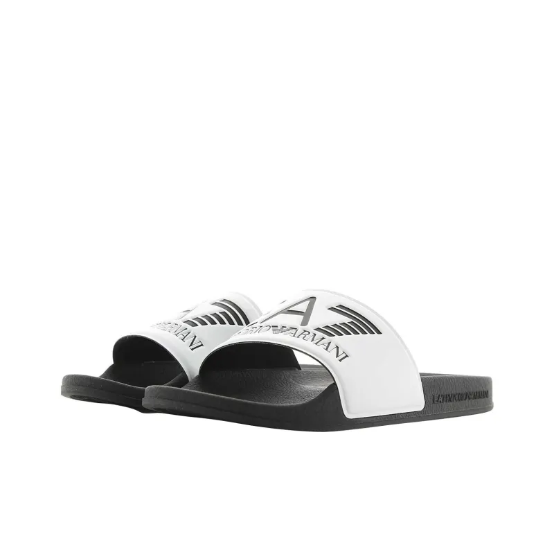 EMPORIO ARMANI Rubber Sole Slide Slippers Men's Black White-2