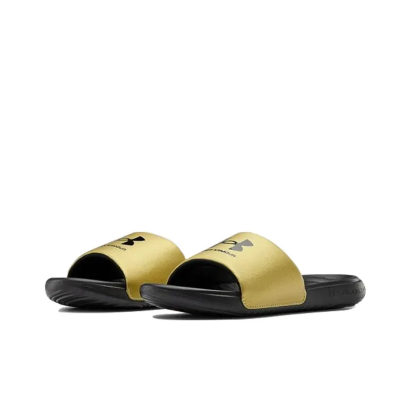 Under Armour Ansa Fixed Slides 'Black Metallic Gold' Women's-2
