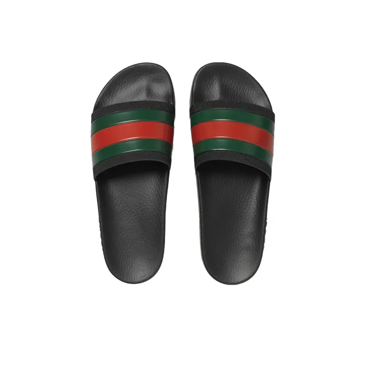 GUCCI Rubber Slides Red Green Men's-2