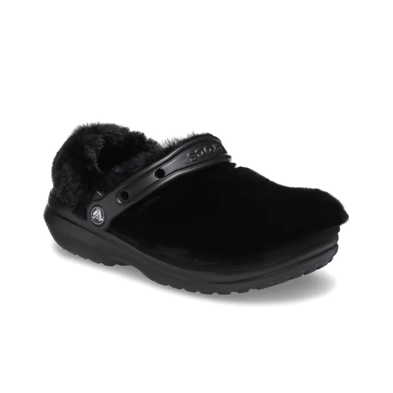 Crocs Classic Fur Sure Slip On Clogs 'Black'-2
