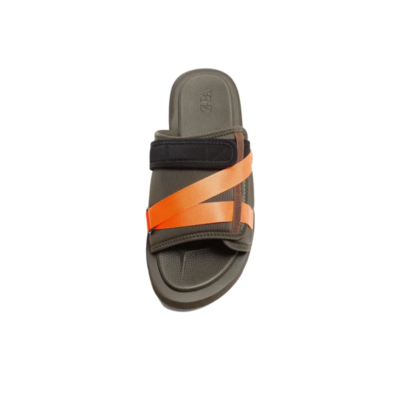 ZARA Slide Slippers Men's Green Orange-2