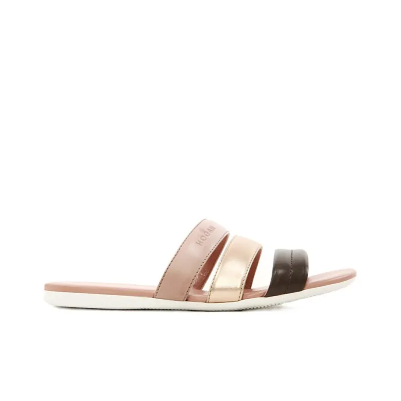 HOGAN Slide Slippers Women's Pink Gold Black-1