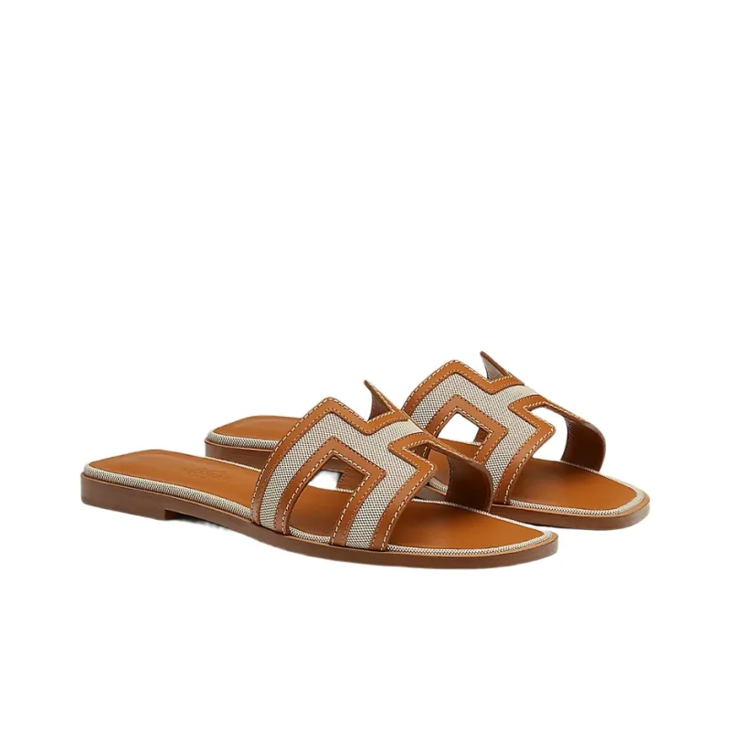 HERMES Slide Slippers Women's Brown-2