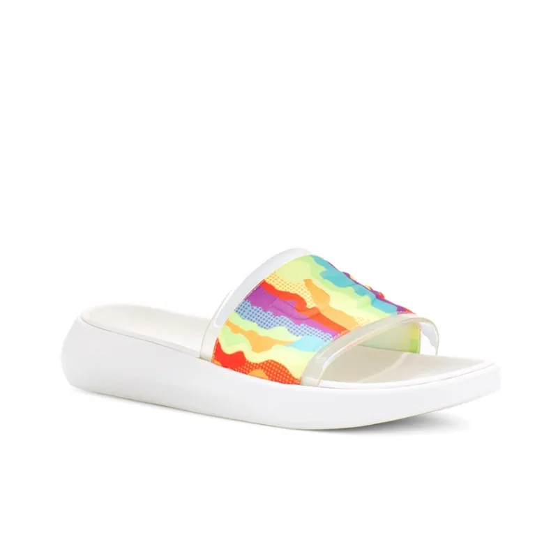 UGG Slide Cali Collage Outdoor Flat Heel Sandals Rainbow Stripe Women's-2