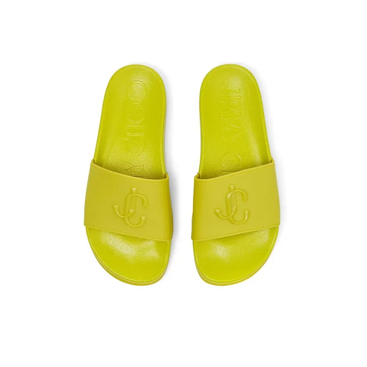 Jimmy Choo Rubber Sole Slip Resistant Slide Slippers Women's Lime-3