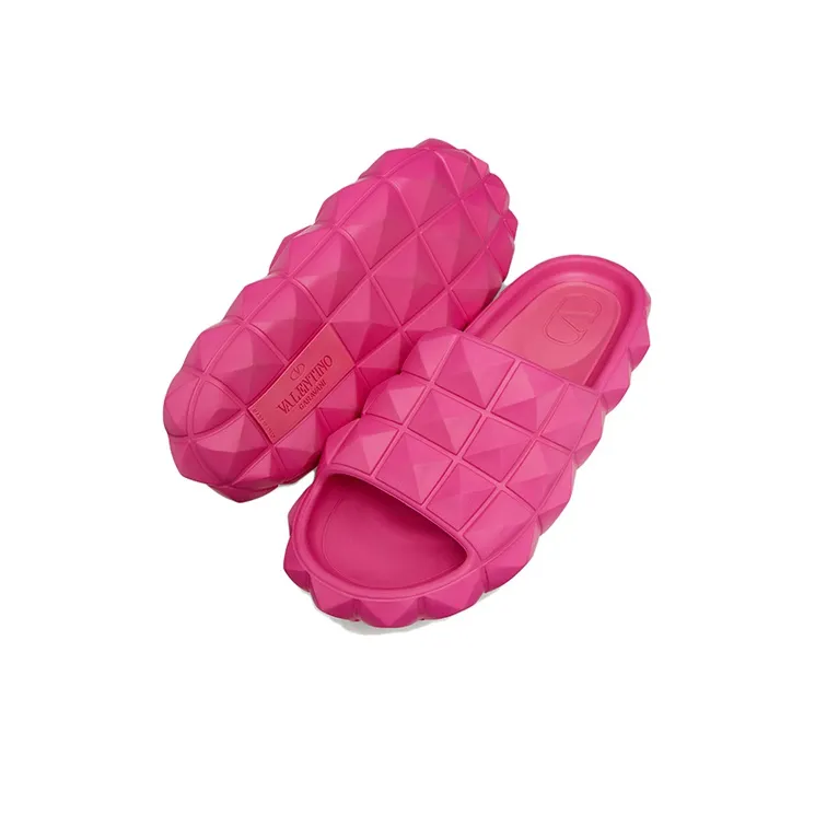 Valentino Roman Stud Turtle Slide Sandal Fuchsia Women's-4