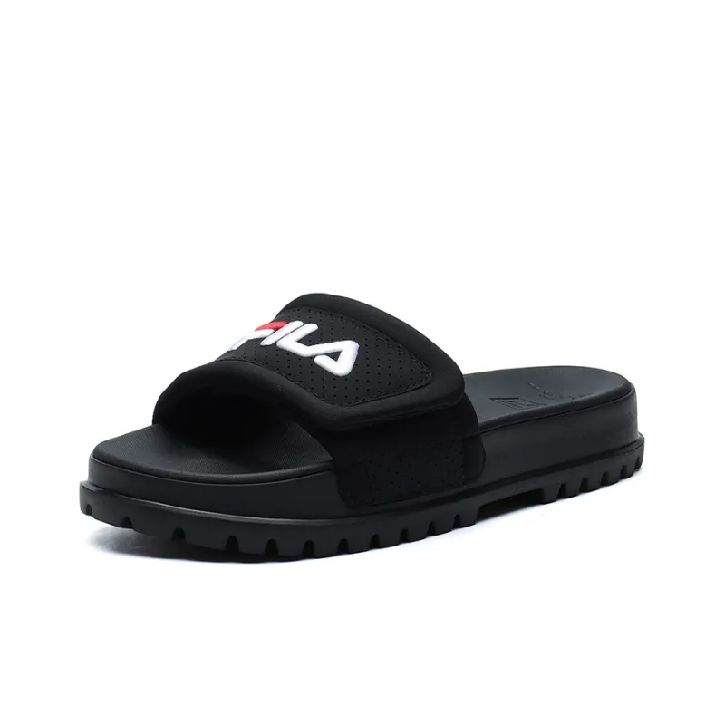 FILA Stylish Cozy Flat Heel Sports Slippers Black Women's-2