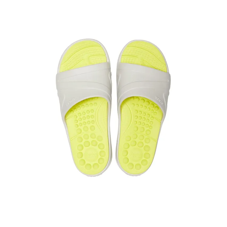 Crocs Reviva Broad Strap Round Toe Slides 'Yellow White'-4