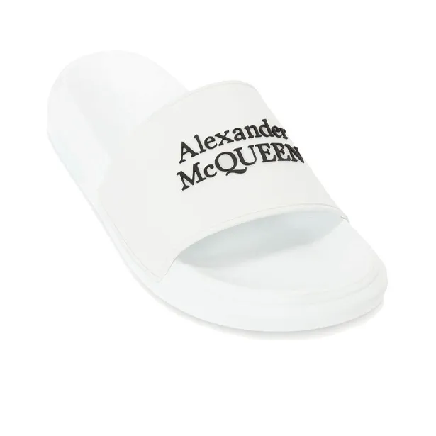 Alexander McQueen Pool Slide White Black-2