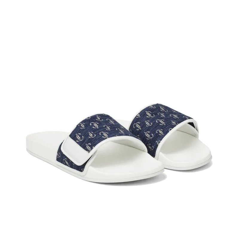 Jimmy Choo Fitz/M JC Logo Stylish Sandals Men's Blue White-3