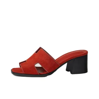 HERMES Helia Slide Slippers Women's Orange Pudding
