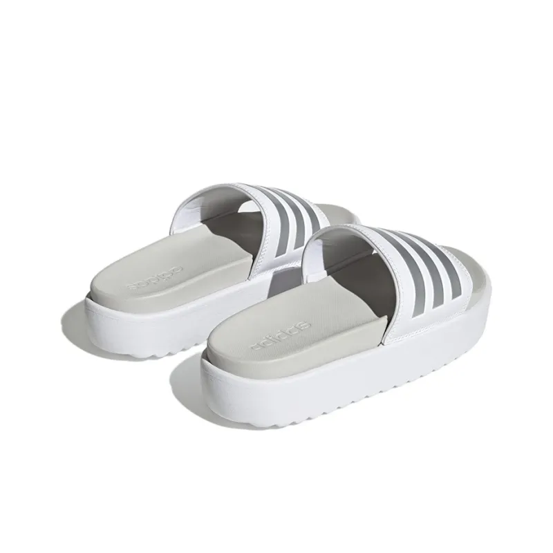 Adidas Adilette Platform Slides Cloud White Zero Metalic Grey Women's-3