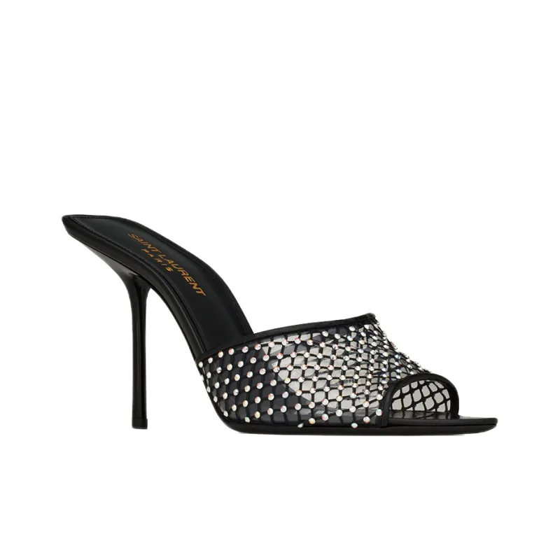 SAINT LAURENT Crystal-embellished Leather Mules-2