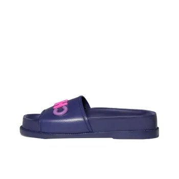 CHANEL Logo Mule Sandal Navy Leather Women's