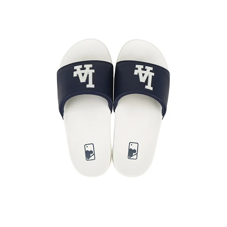 MLB Slipper Rubber Sole Slide Slippers Unisex Beige Blue-2