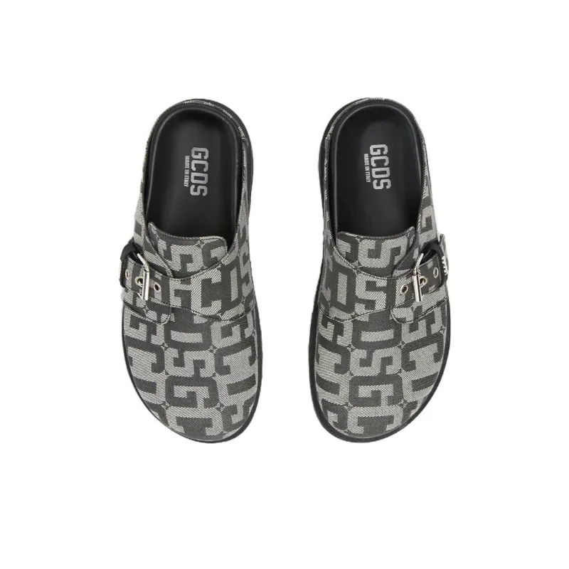 GCDS Monogram-print Buckled Mules-2