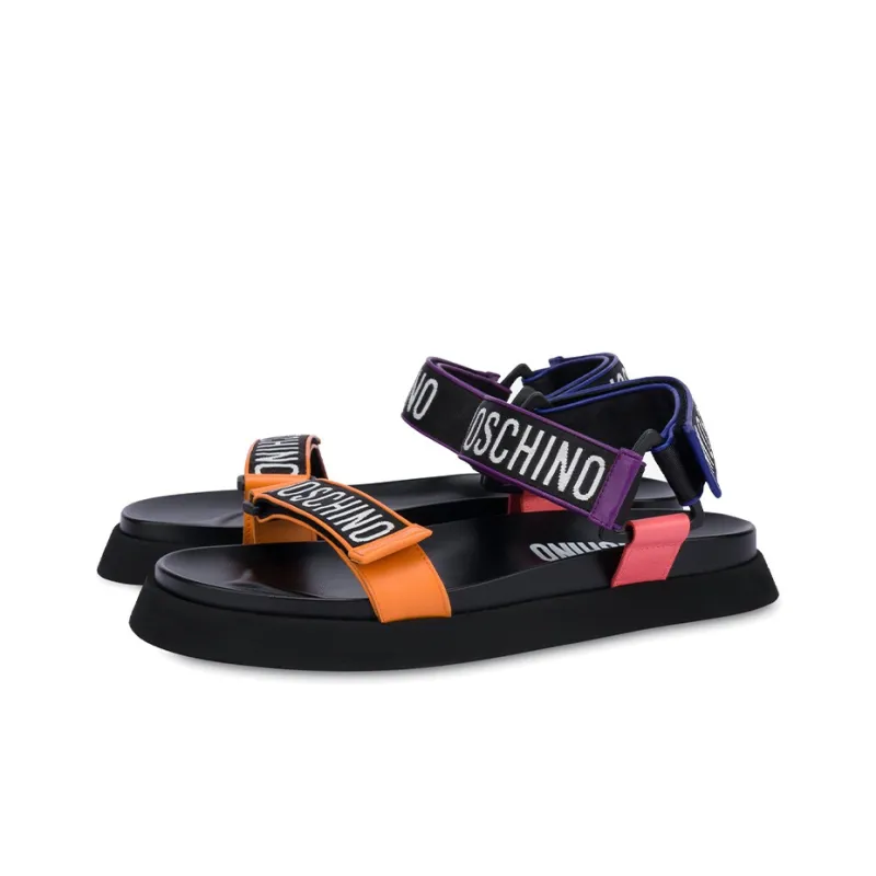 MOSCHINO Strap Sandals Men's Black Orange Pink-1