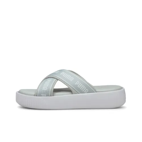 PUMA Platform Slide Slippers Women's Gray/White