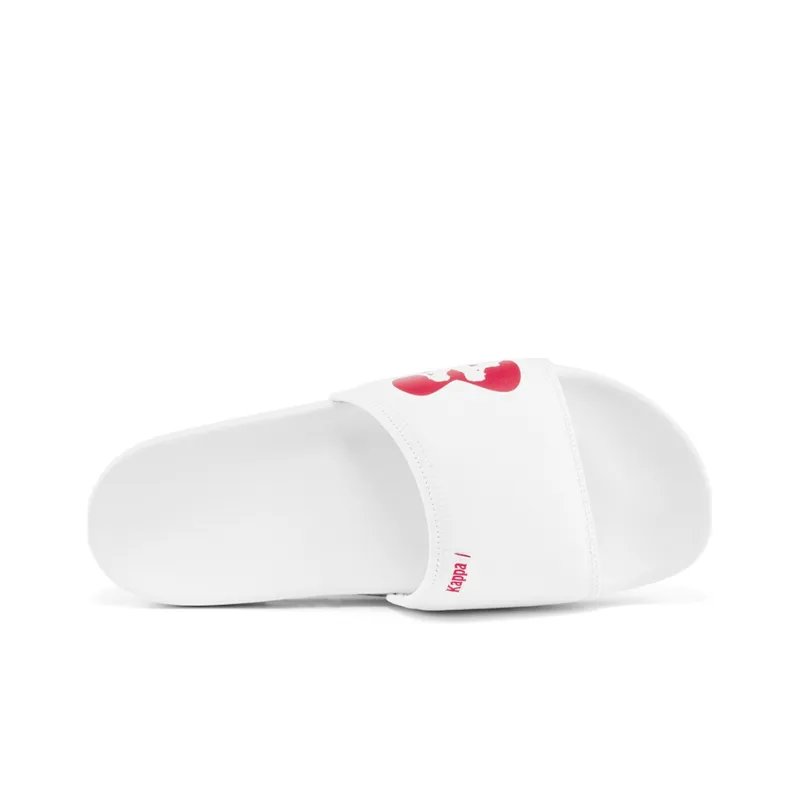 Kappa Slide Slippers Unisex Jasmine White/Cherry Red-3
