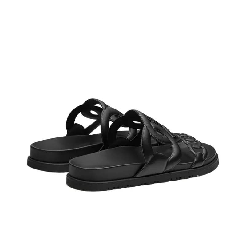 HERMES Quiet Slide Slippers Women's Black-3