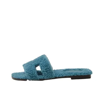 HERMES Oran Sandal Blue Woolskin