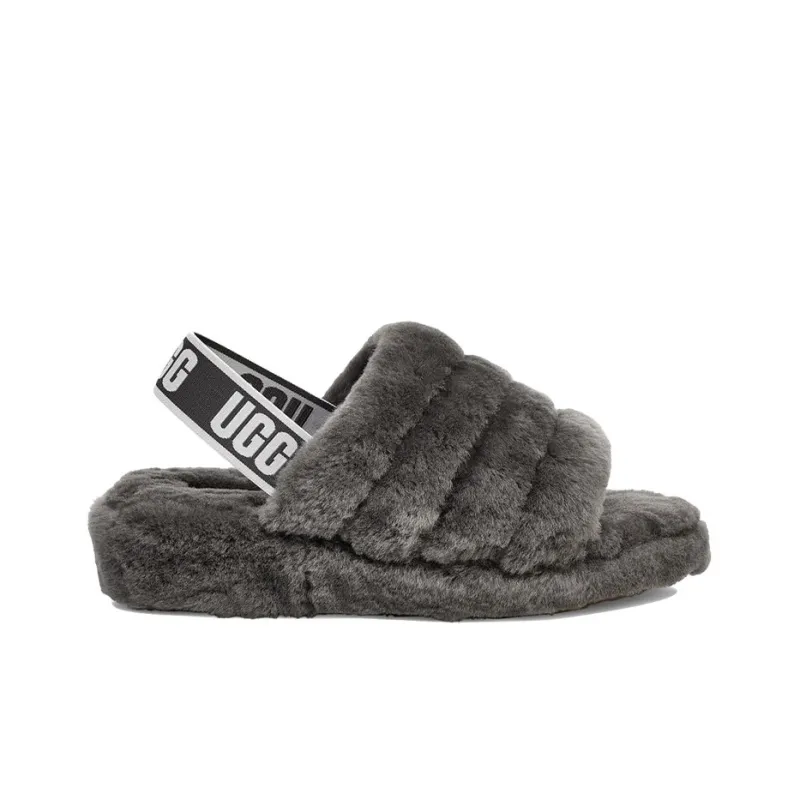 UGG Fluff Yeah Slide Charcoal Women's-1