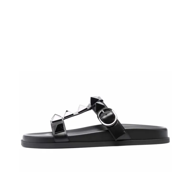 Valentino Rubber Sole Slip Resistant Slide Slippers Women's Black-0
