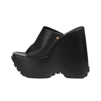 VERSACE Rubber Sole Abrasion-Resistant Slide Slippers Women's Black