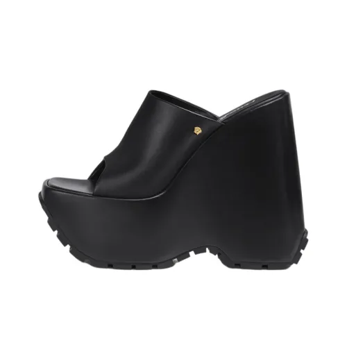 VERSACE Rubber Sole Abrasion-Resistant Slide Slippers Women's Black