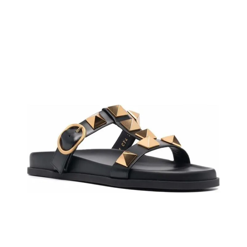 Valentino Rubber Sole Slide Slippers Women's Black-2