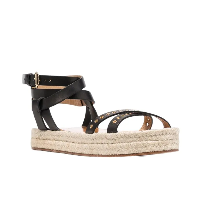 ISABEL MARANT Melyz Espadrille Strap Sandals Women's Black-2