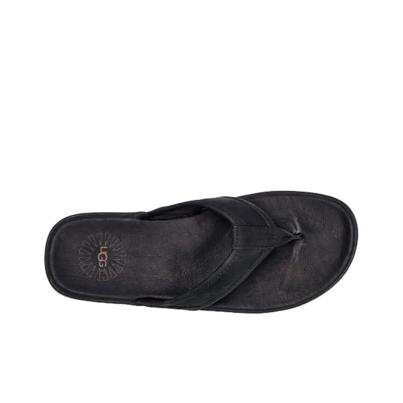 UGG Seaside Flip Leather Cowhide Slipper Black-4
