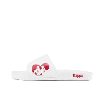 Kappa Slide Slippers Unisex Jasmine White/Cherry Red