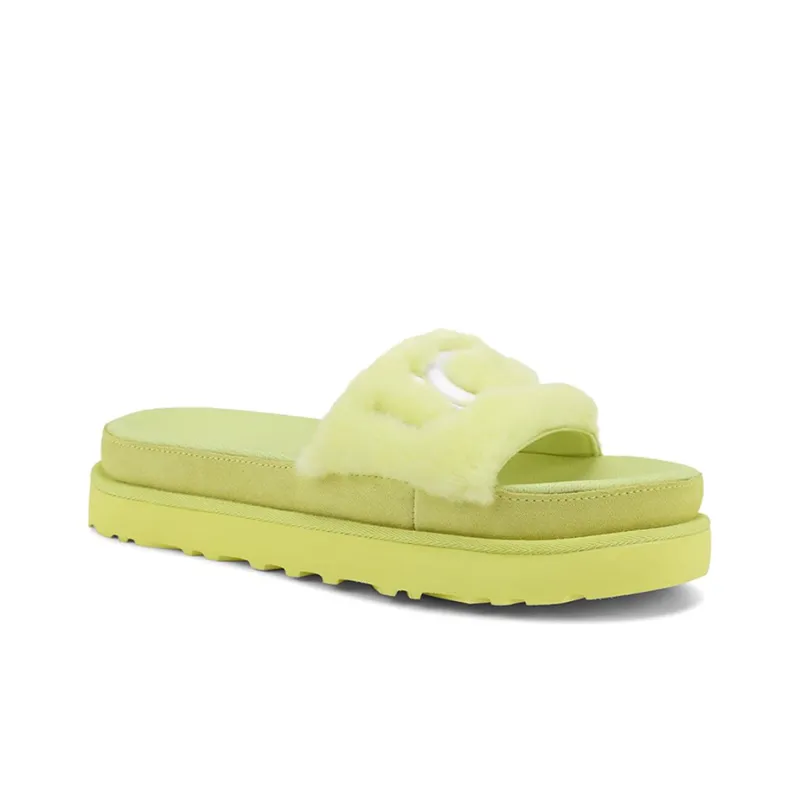 UGG Laton Fur Slide Yellow Slippers Women's-2